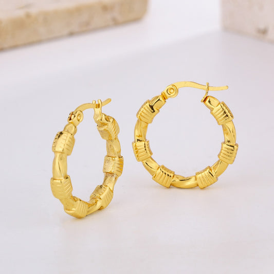 3 Set - Anti Tarnish Round Hoop retro earring Design1 (Unit Price - 41)