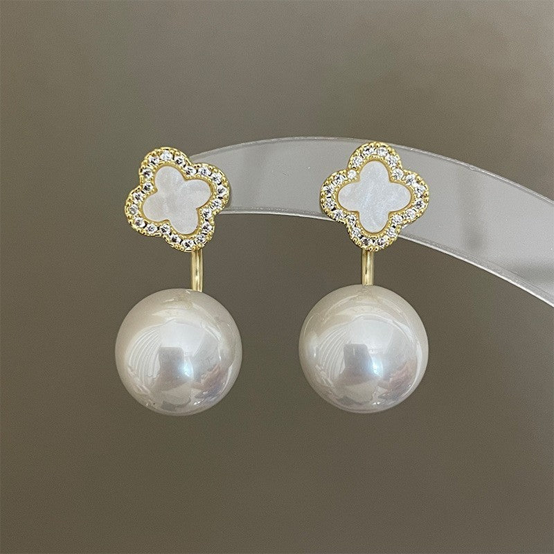 6 Pairs - Four-Leaf Clover Pearl Earrings (Mix Color) (1 Pair Price - 37)