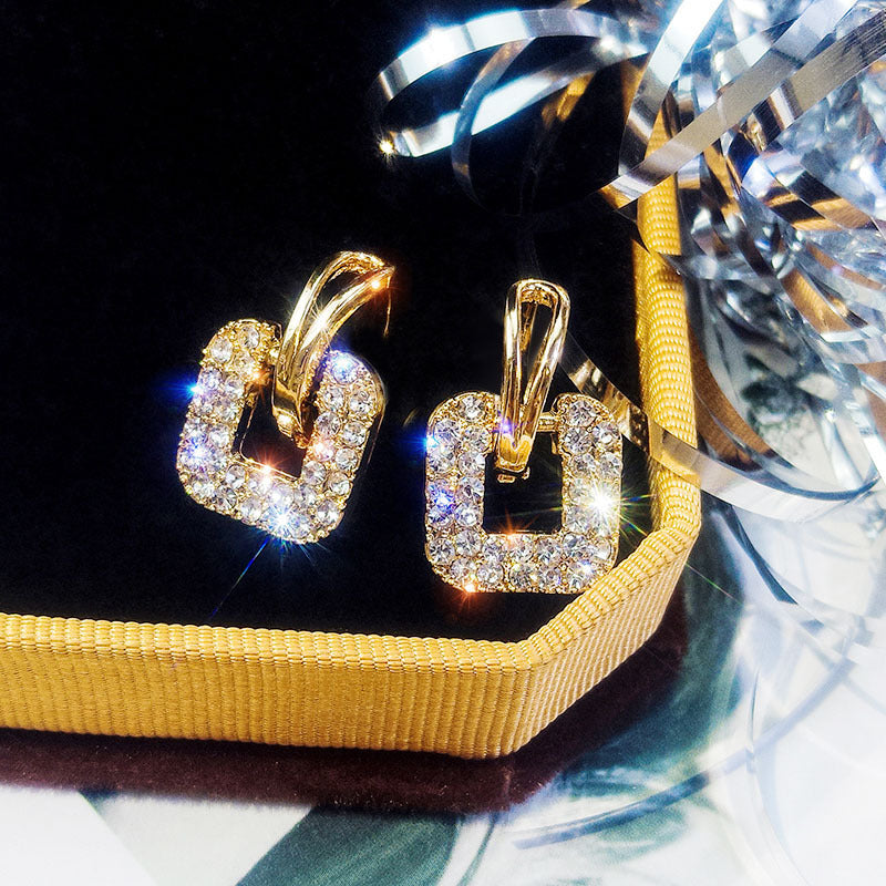 6 Pairs - Square Full Diamond Earrings (1 Pair Price - 21)