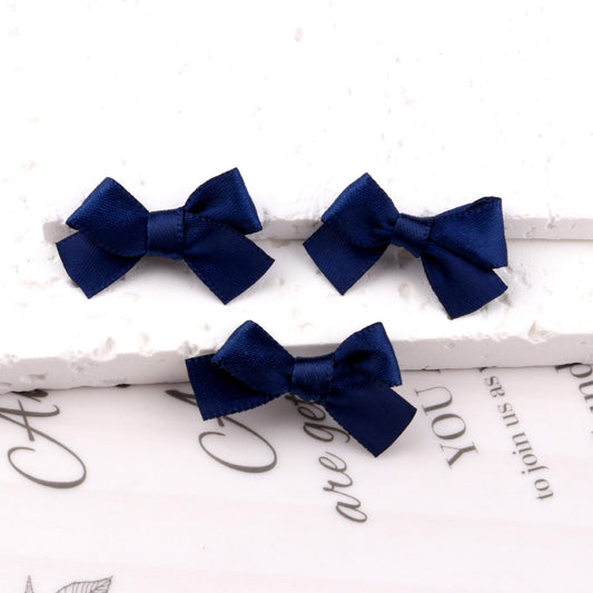 Navy Blue Ribbon 3cm bow mini hairpin (10 Pc Set Card packing)