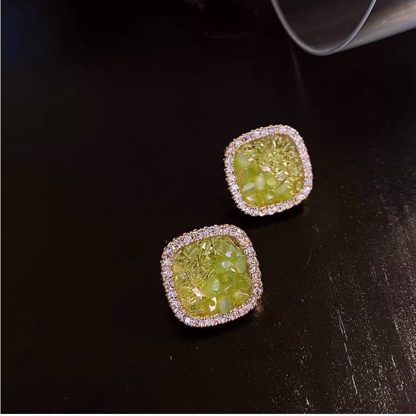 6 Set - Green Retro square earrings (Unit price 33)