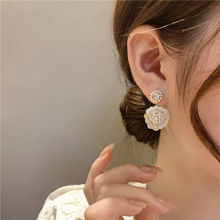 6 Set - Hanging camellia earrings (Mix Color) (Unit price 39)