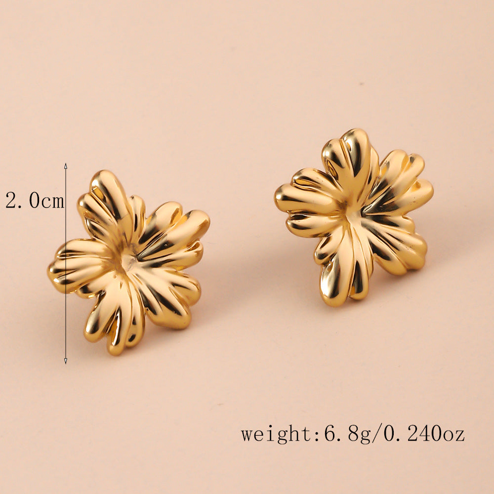 3 Pairs - Flower Earring - Golden (Unit Price - 73)