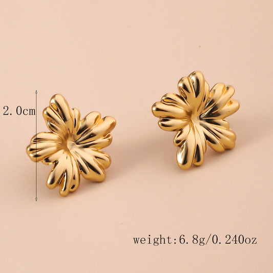3 Pairs - Flower Earring - Golden (Unit Price - 73)
