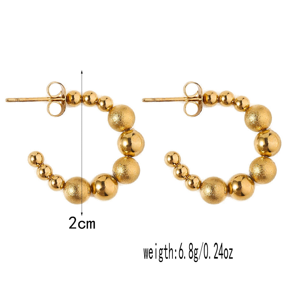 3 Pairs - Geometric Round Earrings - Golden (Unit Price - 51)