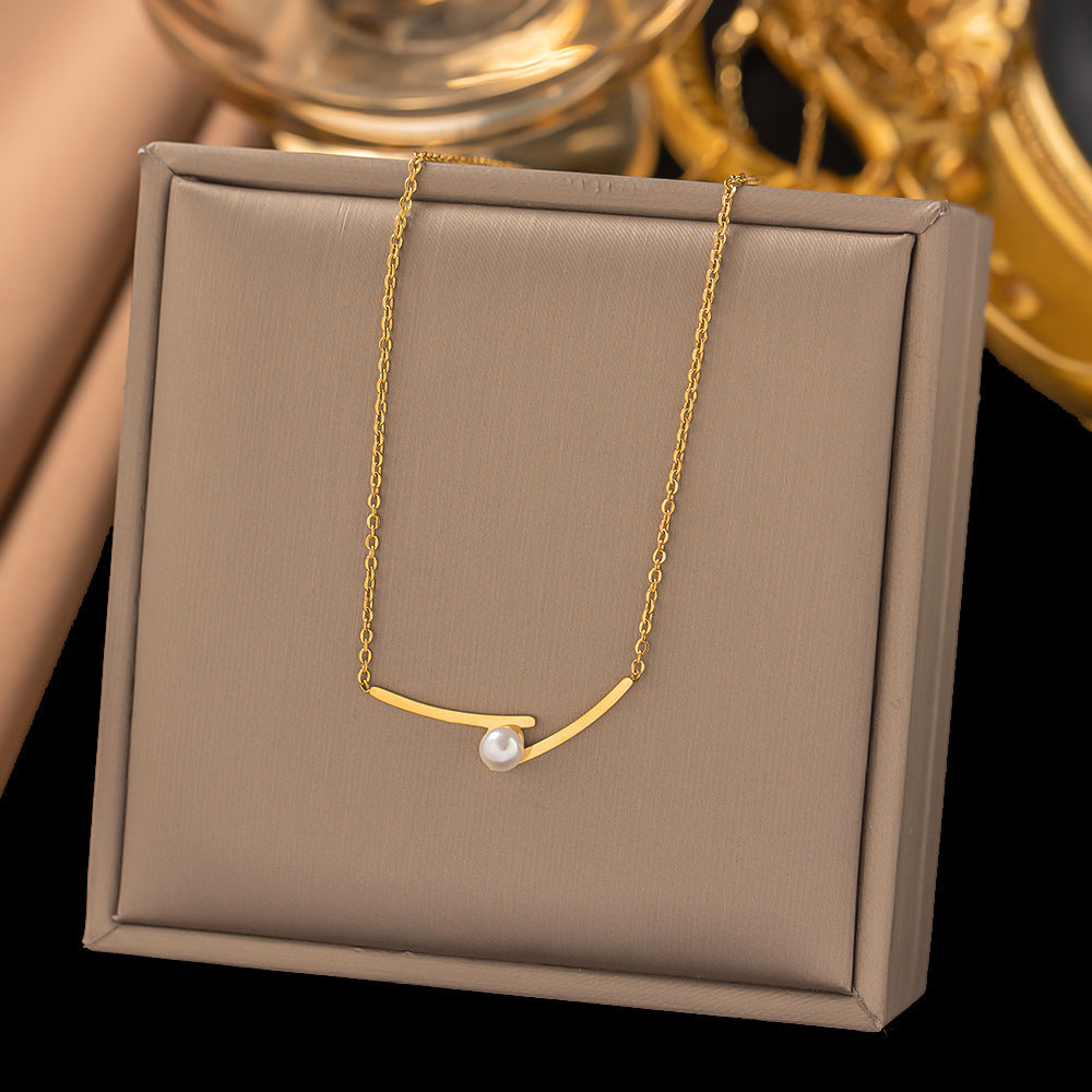 3 Pc - Anti Tarnish Cross pearl necklace - Gold (1 Pc Price - 58)