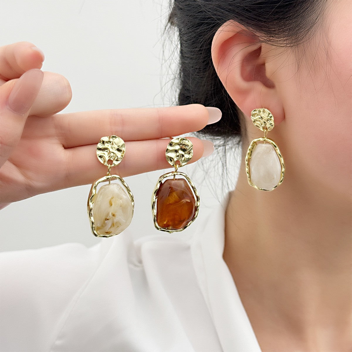 6 Pairs - Trendy Enamel Petal Earrings (Mix Color) (1 Pair Price - 43)
