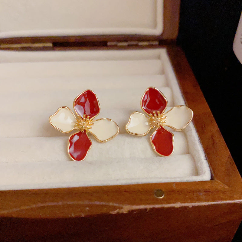 6 Pairs - Trendy and Personalized Four-Leaf Clover Oil Drop Earrings (Mix Color) (1 Pair Price - 21)