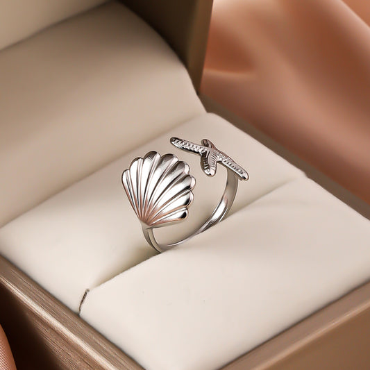 3 Pc - Shell Starfish Ring - Silver (Unit Price - 42)