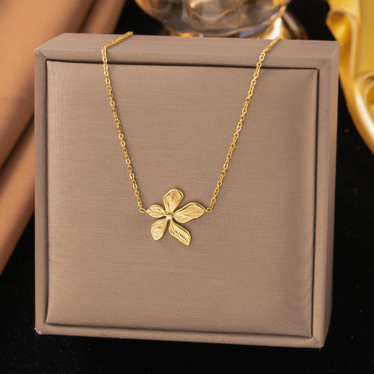 3 Set - Anti Tarnish Five petals necklace earring set gold (1 Set Price - 147)