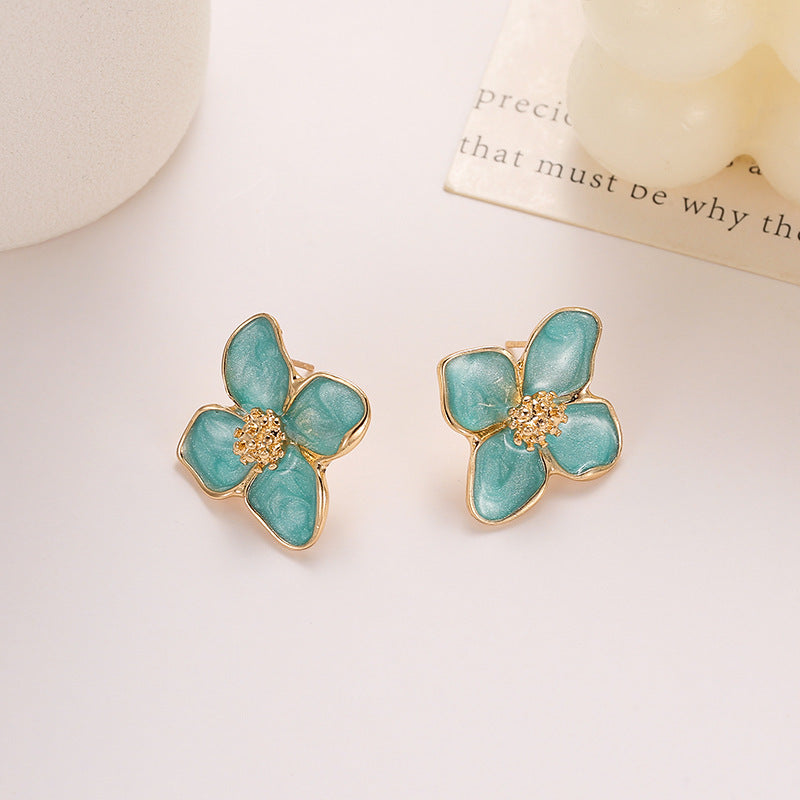 6 Pairs - Trendy and Personalized Four-Leaf Clover Oil Drop Earrings (Mix Color) (1 Pair Price - 21)
