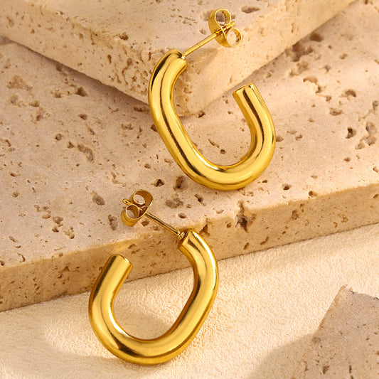 3 Pairs - Anti Tarnish Oval Hoop Earrings (1 Pair Price - 48)