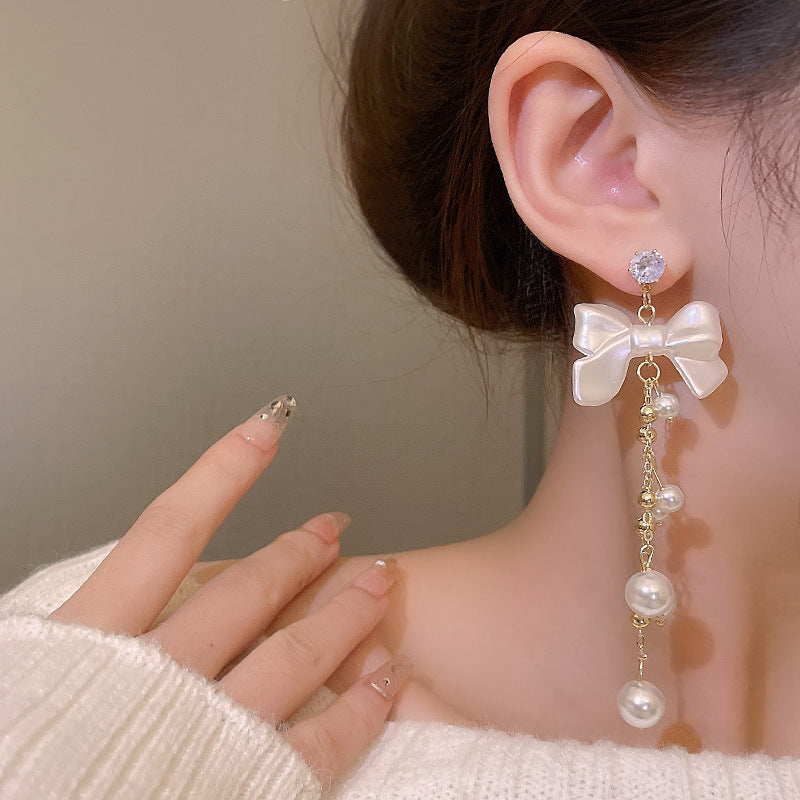 6 Pairs - Retro Long Fashion Bow Tassel Earrings (1 Pair Price - 41)