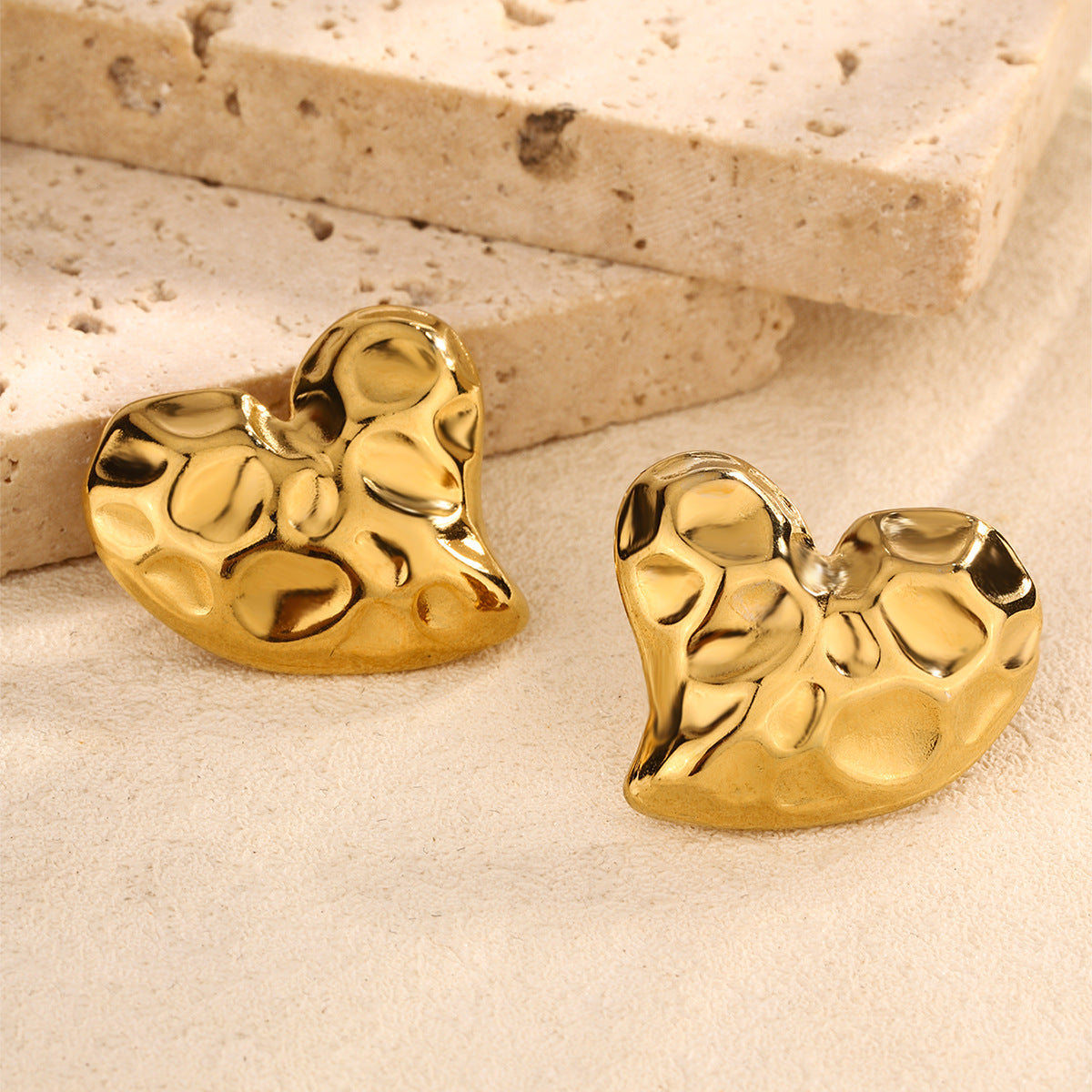 3 Pairs - Anti tarnish spot heart earrings (1 Pair Price - 44)