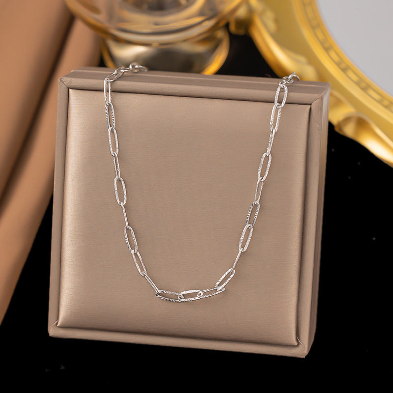 3 Pc - Anti Tarnish Embossed chain necklace Silver (1 Pc Price - 39)