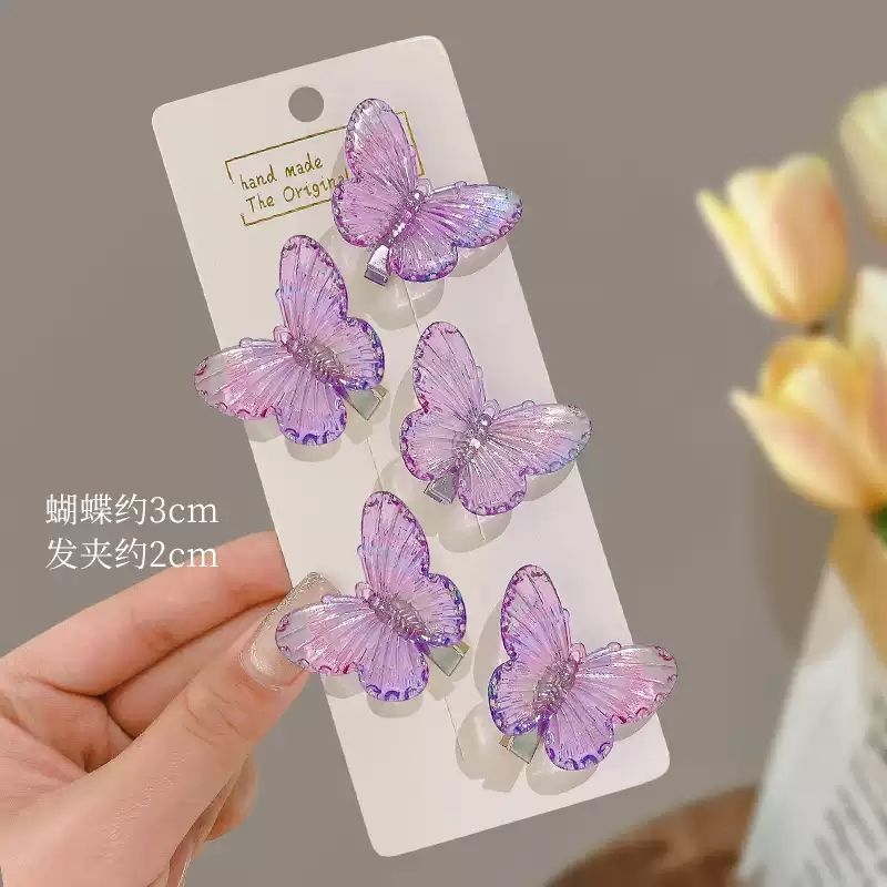 3 Set - Super mermaid butterfly hairpin - Purple (6 Pc Card Packing)