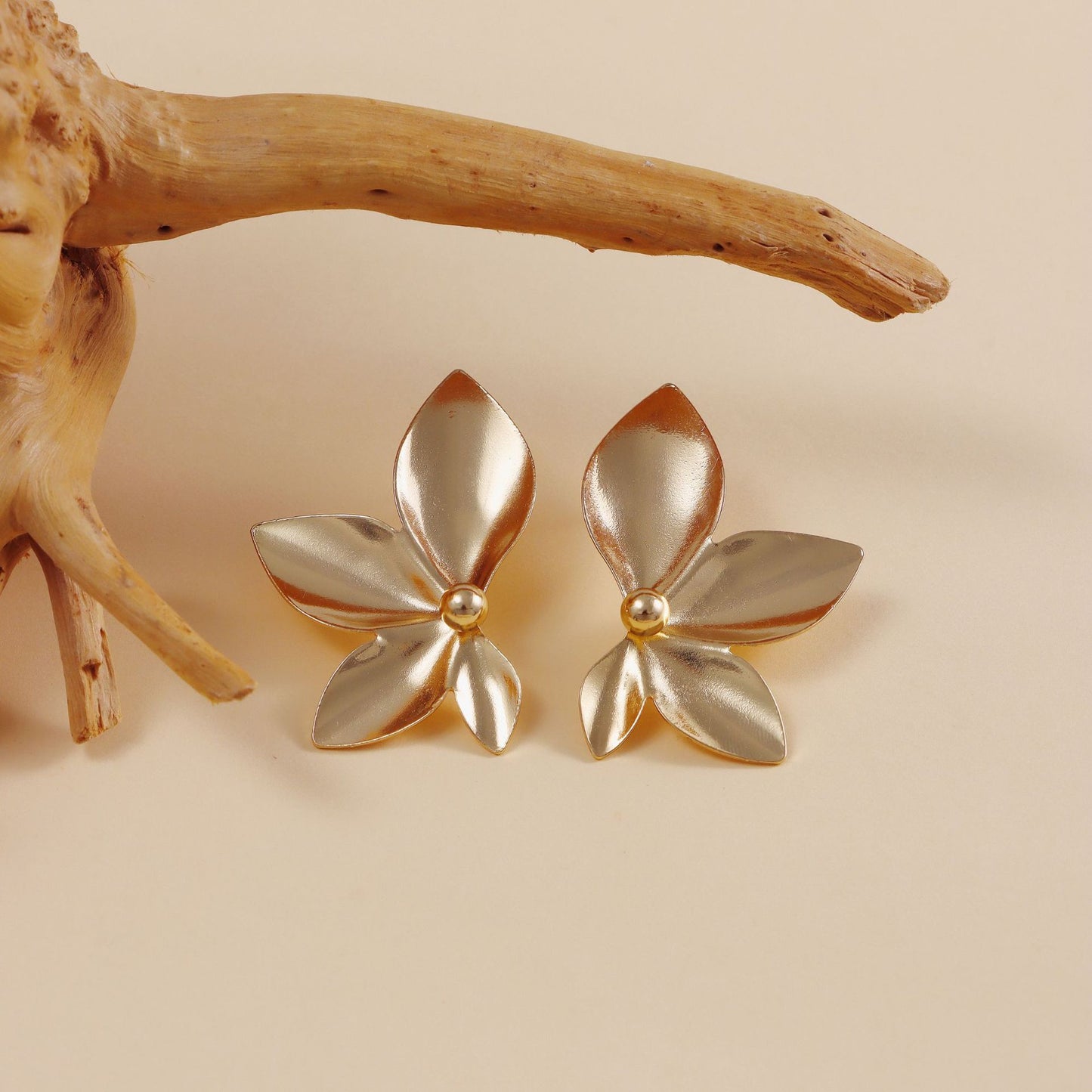 6 Pairs - Fashion leaves petals earrings - Golden (1 Pair Price - 38)