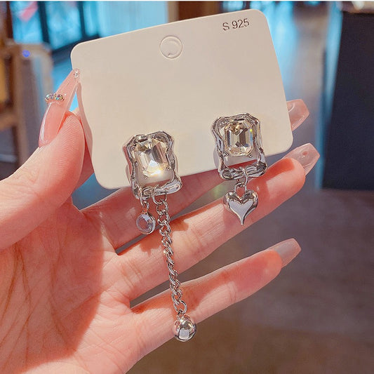 6 Set - Asymmetrical tassel super flash zircon earrings (Unit price 37)