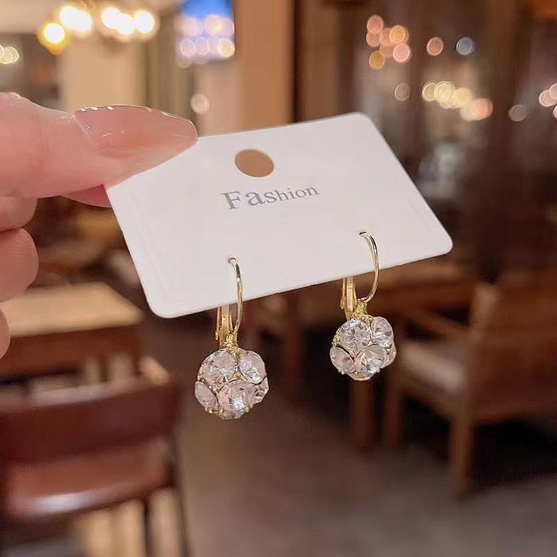 6 Pairs - South Korea Retro Color Circle Crystal Earrings (Mix Color) (1 Pair Price - 27)