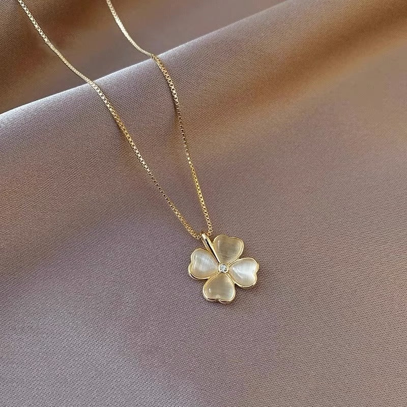 3 Pc - Anti Tarnish Elegant Four-Leaf Flower Necklace (1 Pc Price - 90)