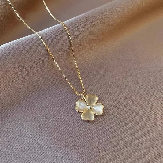 3 Pc - Anti Tarnish Elegant Four-Leaf Flower Necklace (1 Pc Price - 90)