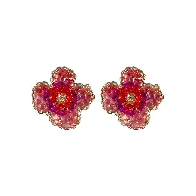 6 Set - Sweet and fairy crystal flower earrings (Unit price 42)