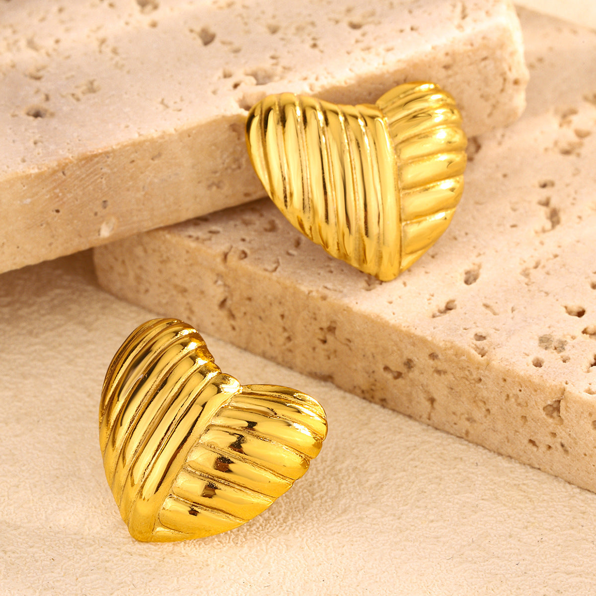3 Pairs - Anti Tarnish Heart Earrings (1 Pair Price - 44)