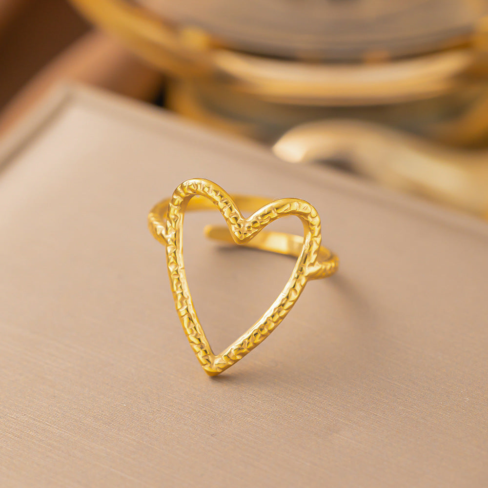3 Pc - Anti Tarnish Heart-shaped ring gold (1 Pc Price - 46)