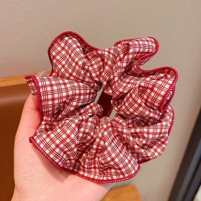 10 Pc - Red Sweet Polka Dot Bow Scrunchie Ponytail Bun Hair Tie opp packing (1 Pc Price - 12)