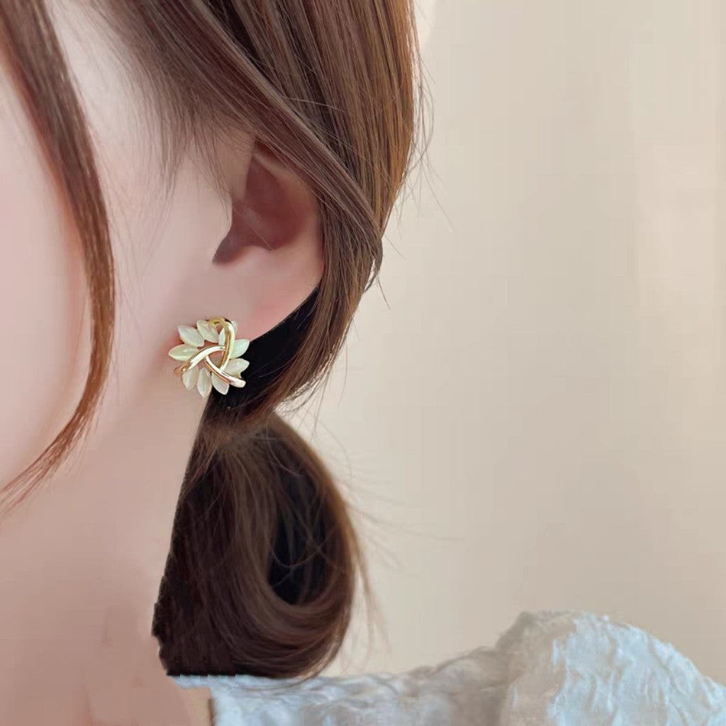 6 Pairs - Cat's Eye Stone French Petal Earrings (1 Pair Price - 28)