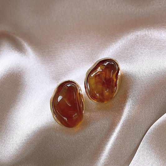 6 Pairs - New Melard Coffee Color Amber Earrings (1 Pair Price - 30)