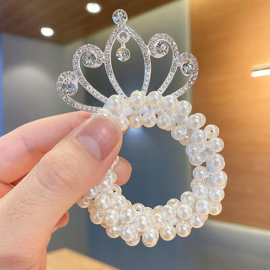 White Lotus Pearl  Hair Tie Princess Rubber Band