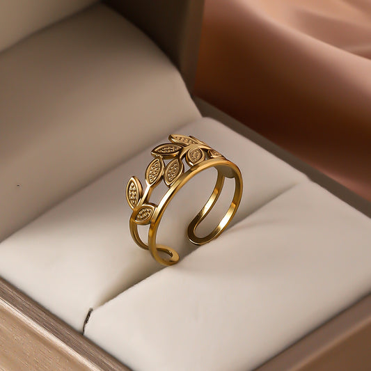 3 Pc - Small Leaf Ring - Golden (Unit Price - 60)