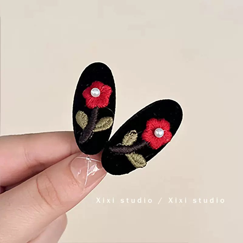 6 Pc - Exquisite embroidered flower hairpin opp packing (1 Pc Price - 14)