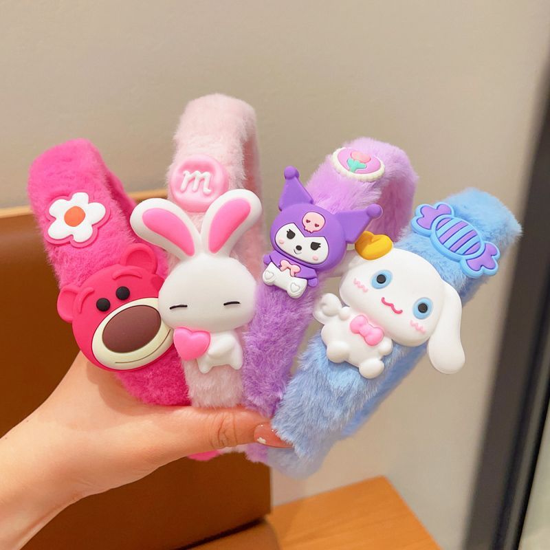 6 Pc - Children's Cartoon Plush Hair Hoop Little Girl Hairband (Mix Color)  (1 Pc Price - 31)