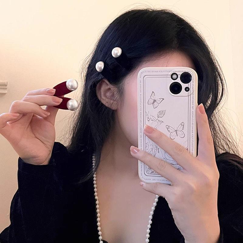 6 pc - Vintage Velvet Pearl Hairpin opp packing (1 Pc Price - 11)