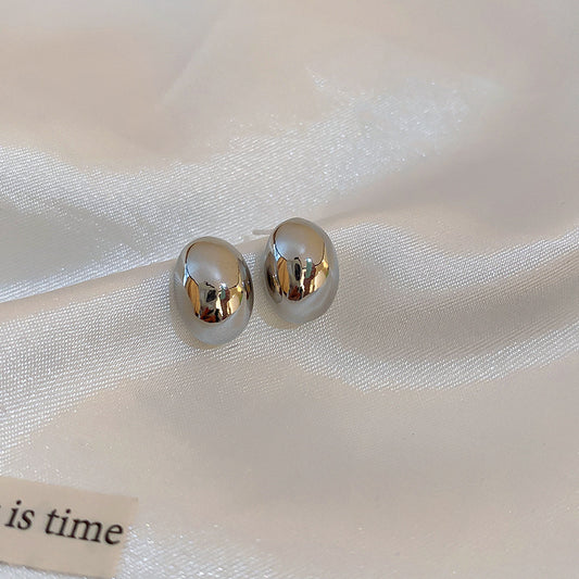 6 Set - Bean metal earrings - Silver (Unit price 20)