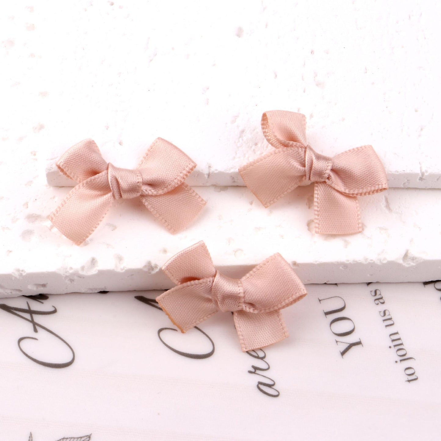 Peach Ribbon 3cm bow mini hairpin (10 Pc Set Card packing)
