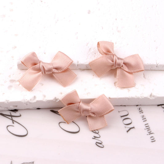 Peach Ribbon 3cm bow mini hairpin (10 Pc Set Card packing)