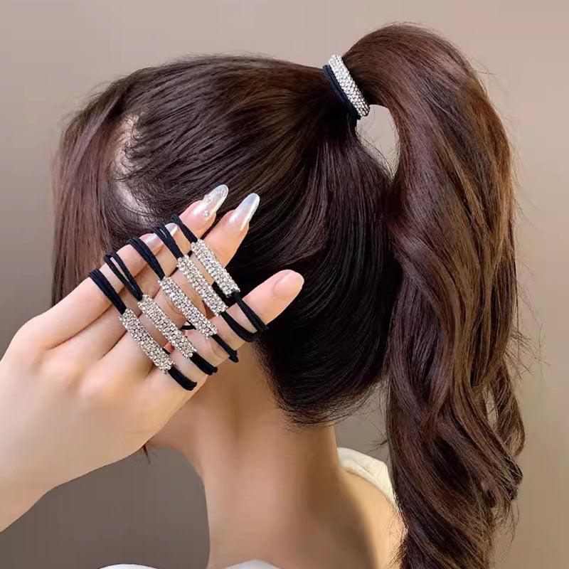 10 Pc - Flash Rhinestone Ponytail Buckle Head Rope (in OPP bag) (Unit Price 6)