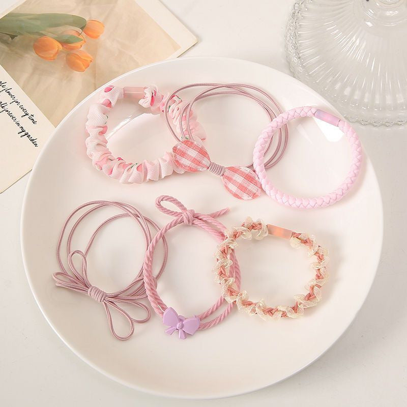 6 Set - Six Pack New Mori Sweet Cute Hair Rope Ponytail Holder (Mix Color OPP bag) (Unit Price 25)