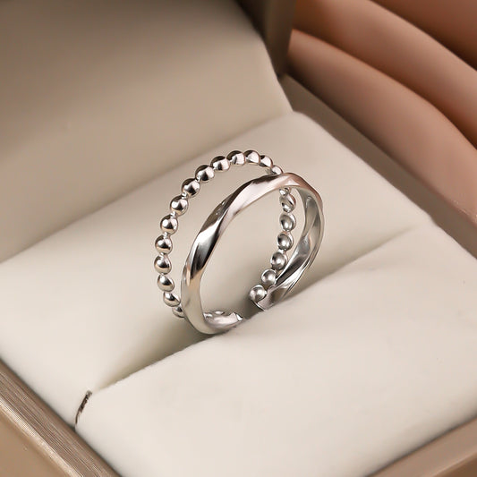 3 Pc - Twisted bead Ring - Silver (Unit Price - 42)