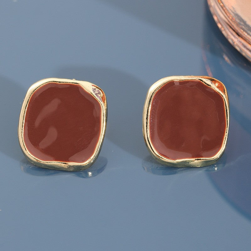6 Set - French wine red square earring (Unit price 18)