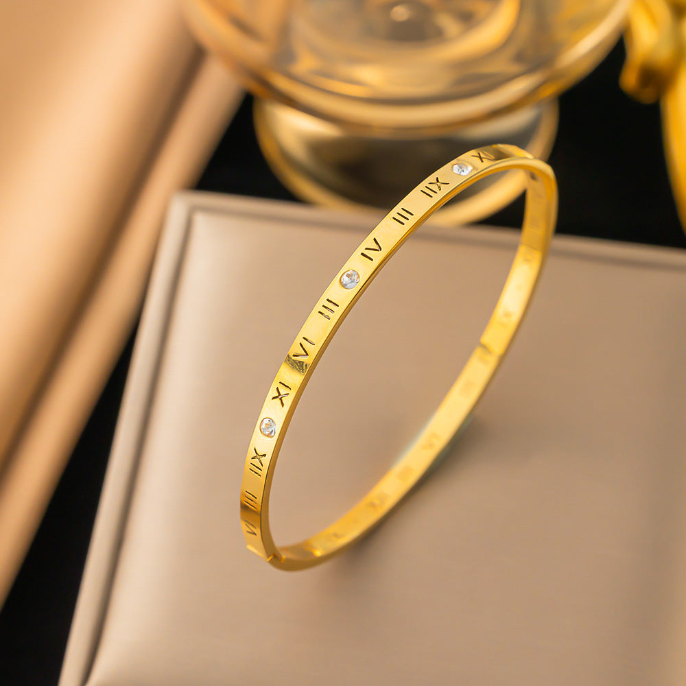 3 Pc - Anti Tarnish Letter solitaire diamond bracelet gold (1 Pc Price - 121)