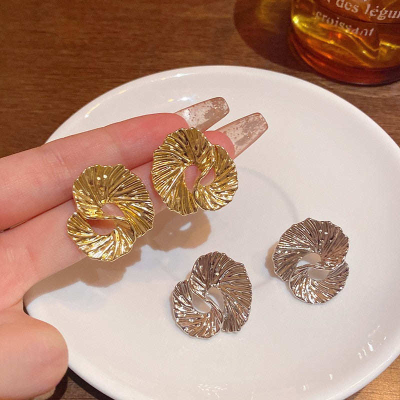 6 Pairs - Irregular Texture Twisted Earrings for Women - Golden  (1 Pair Price - 27)