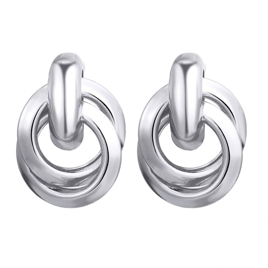 6 Pairs - Cross Iron Tube Hoop Earrings - Silver (1 Pair Price - 28)