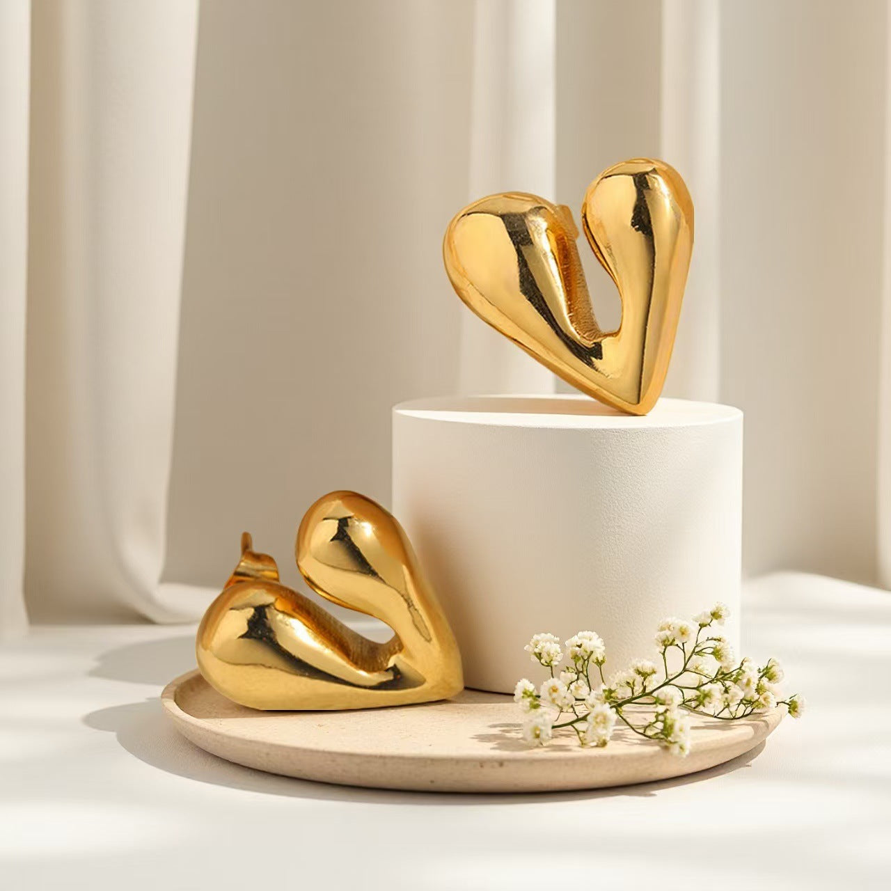 3 Pairs - Anti tarnish heart earrings Design2 (1 Pair Price - 44)