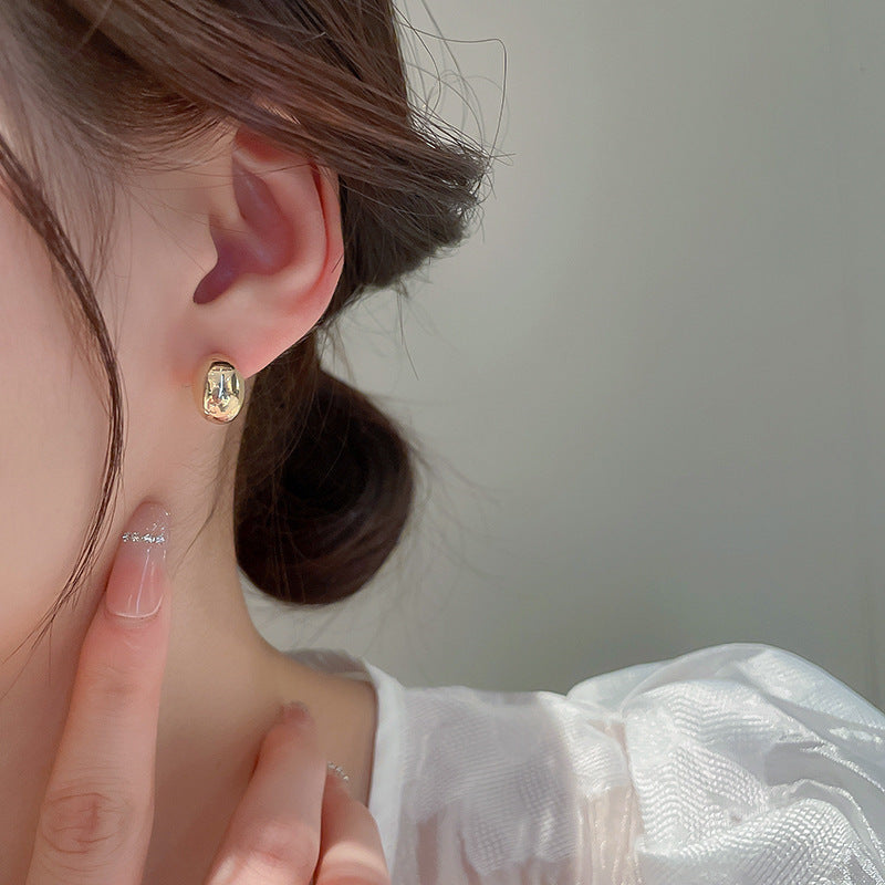 6 Set - Bean metal earrings - Golden (Unit price 20)