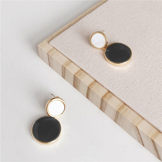6 Set - Candy Color Drop Oil Geometric Round Earrings - Blue (1 Set price - 33)