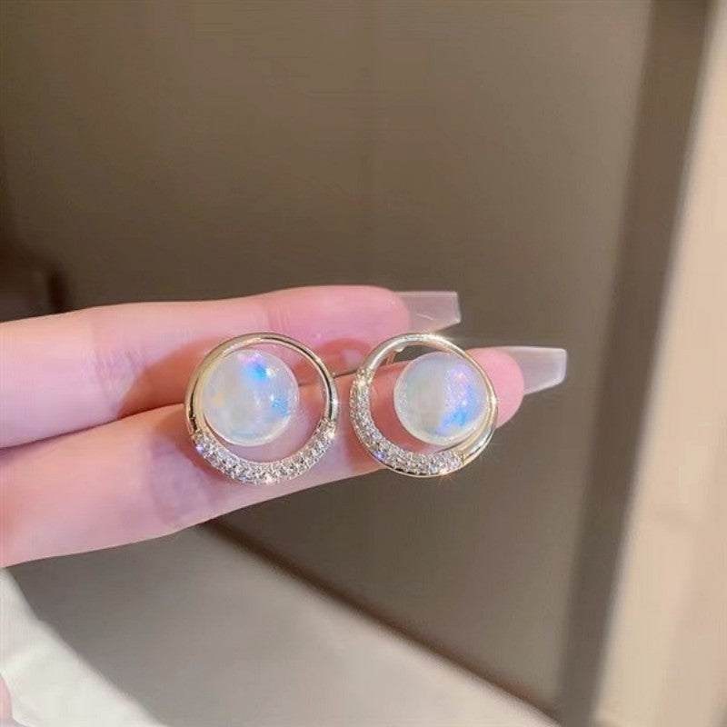 6 Set - Sweet zircon circle mermaid pearl earrings (Unit price 22)